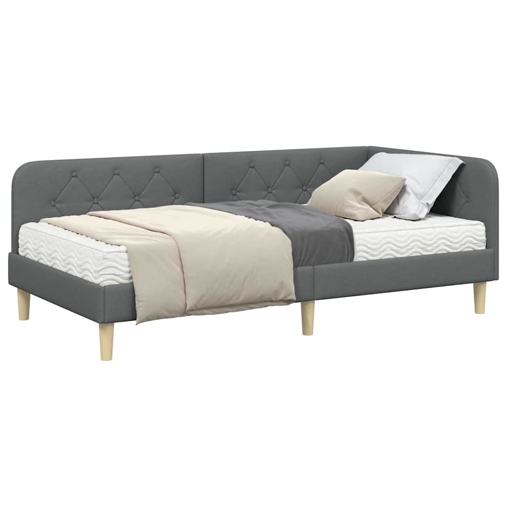 vidaXL Rama łóżka narożnego Ciemnoszary 90 x 190 cm tkanina