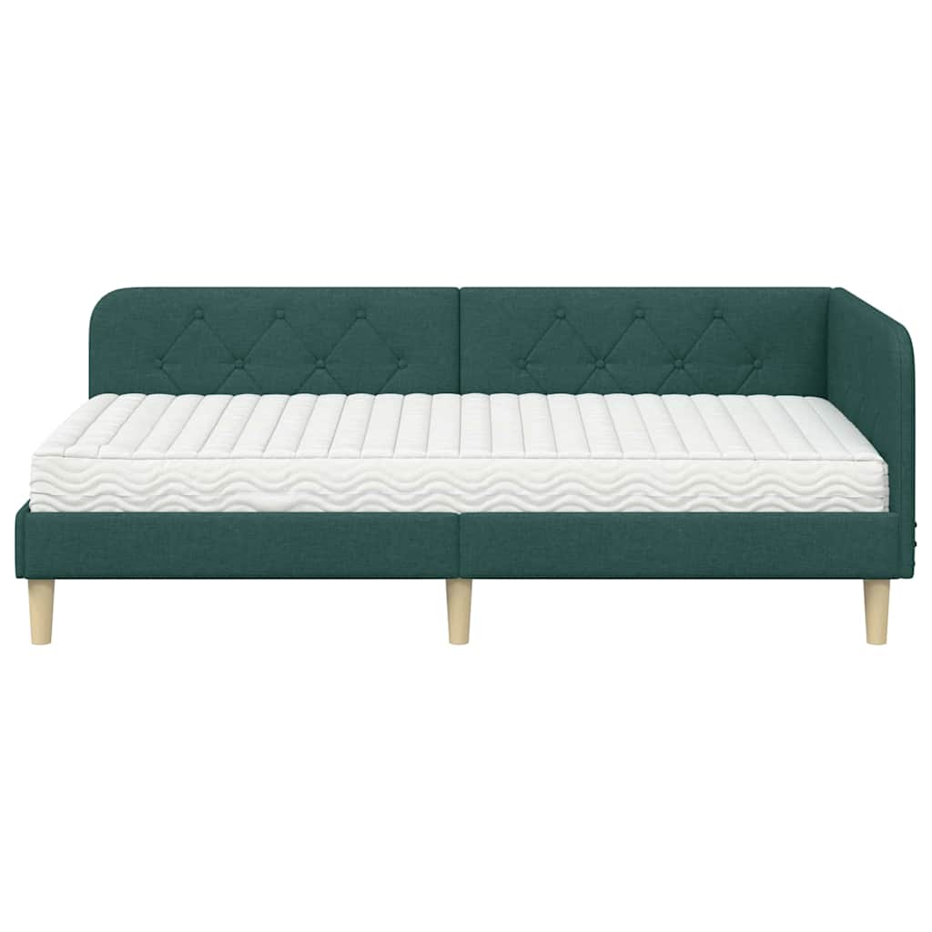 vidaXL Rama łóżka narożnego Ciemna zieleń 90 x 190 cm tkanina