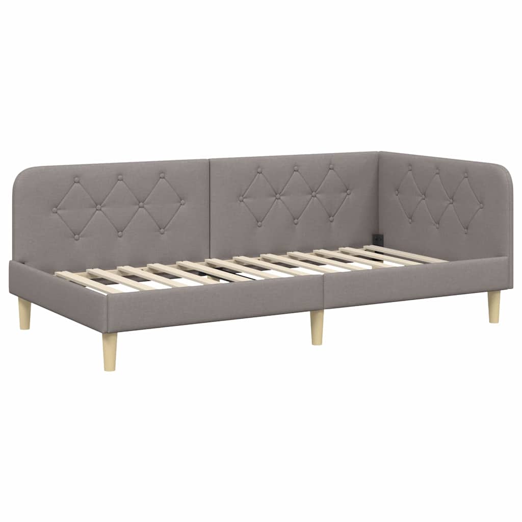vidaXL Rama łóżka narożnego Ciemnoszary 90 x 190 cm tkanina