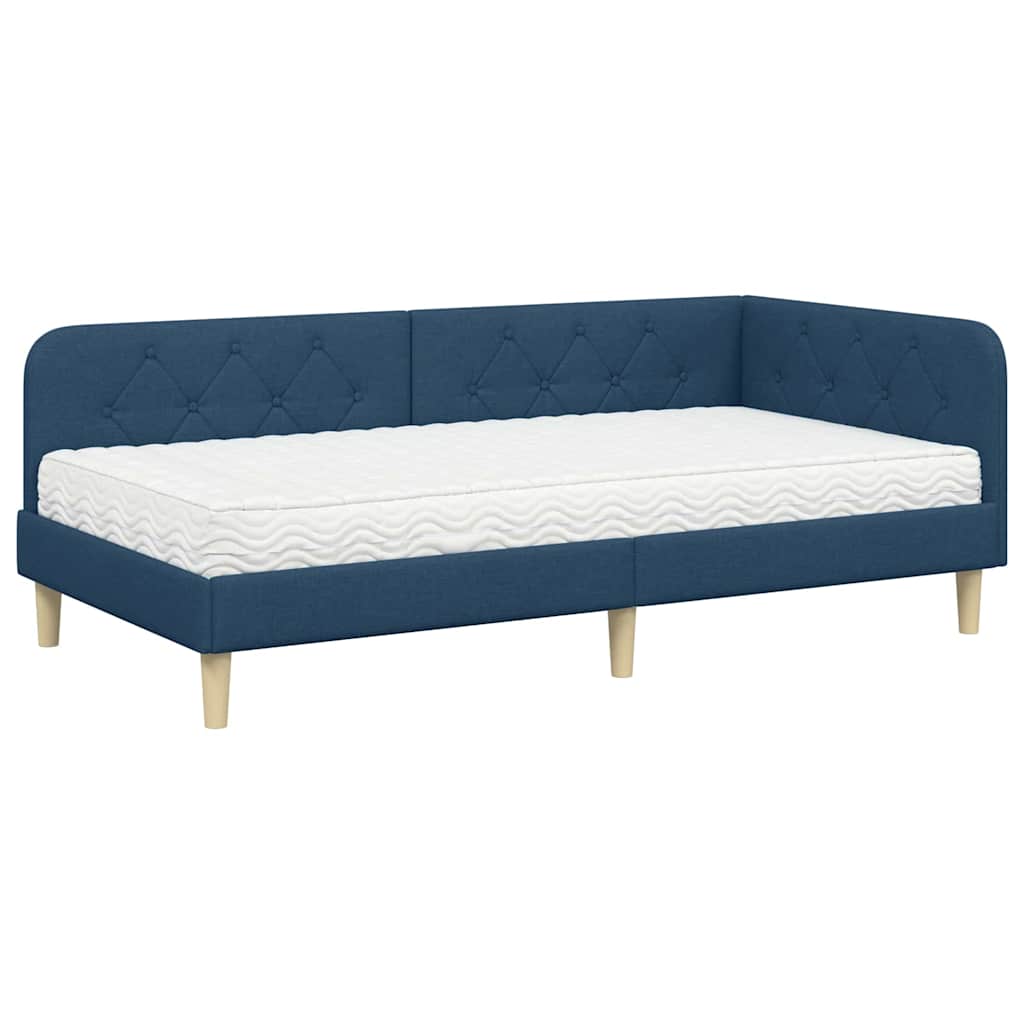 vidaXL Rama łóżka narożnego Niebieski 90 x 190 cm tkanina