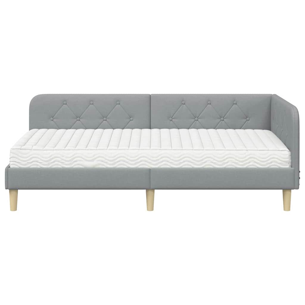 vidaXL Rama łóżka narożnego Jasnoszary 90 x 200 cm tkanina