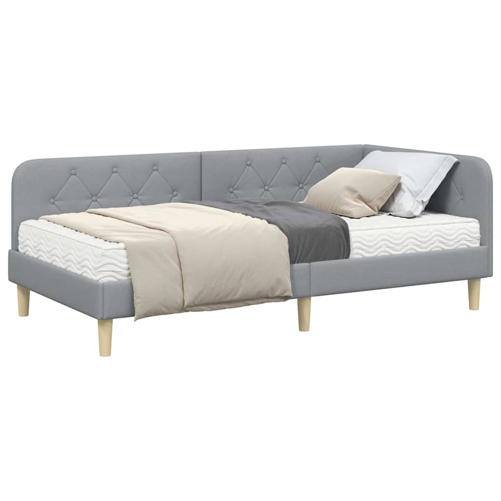 vidaXL Rama łóżka narożnego Jasnoszary 90 x 200 cm tkanina