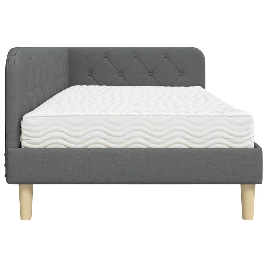 vidaXL Rama łóżka narożnego Ciemnoszary 90 x 200 cm tkanina