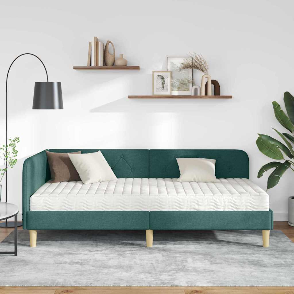 vidaXL Rama łóżka narożnego Ciemna zieleń 90 x 200 cm tkanina