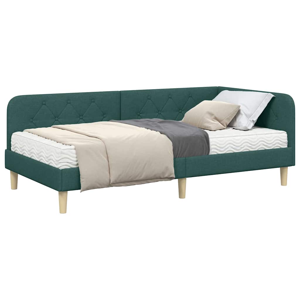 vidaXL Rama łóżka narożnego Ciemna zieleń 90 x 200 cm tkanina