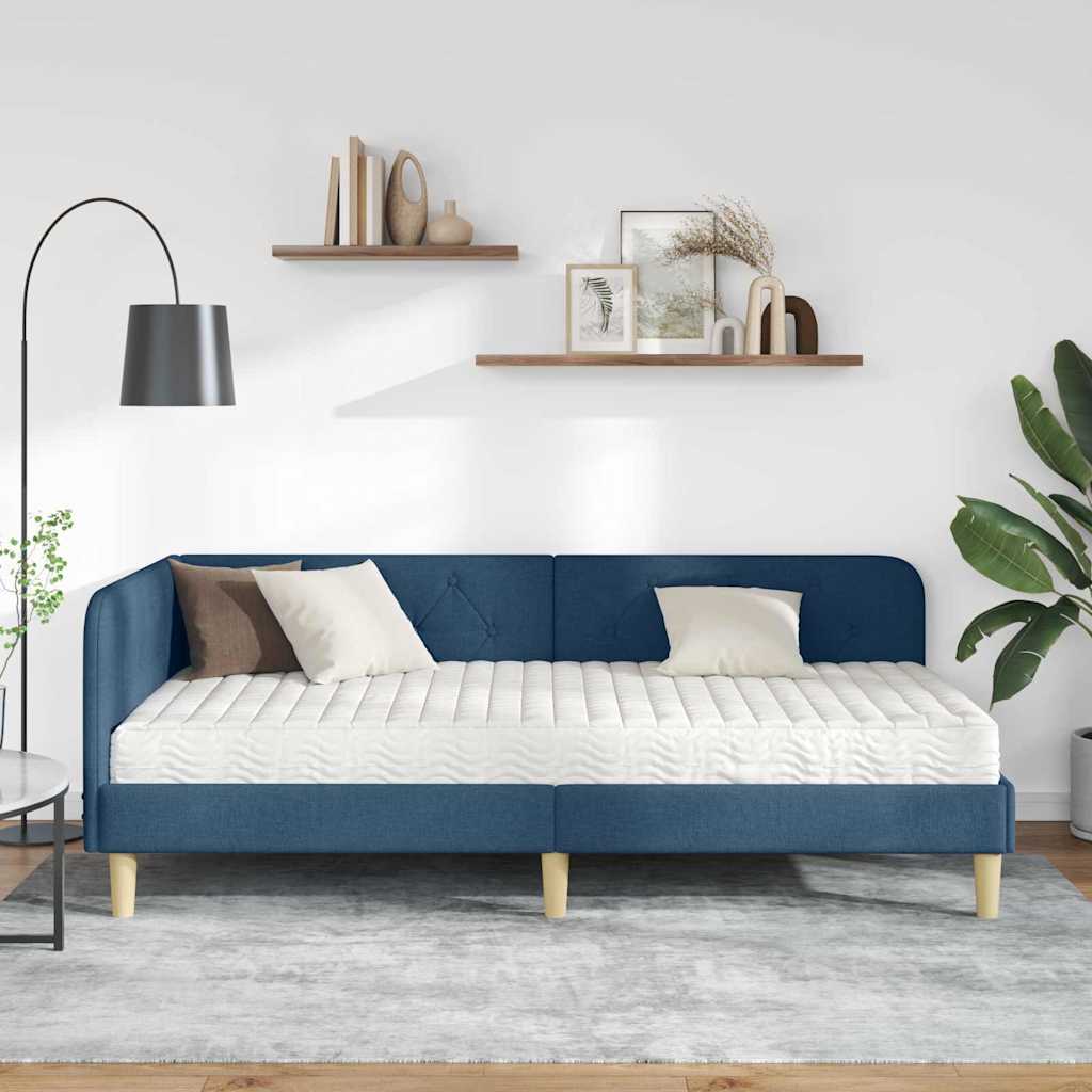 vidaXL Rama łóżka narożnego Niebieski 90 x 200 cm tkanina