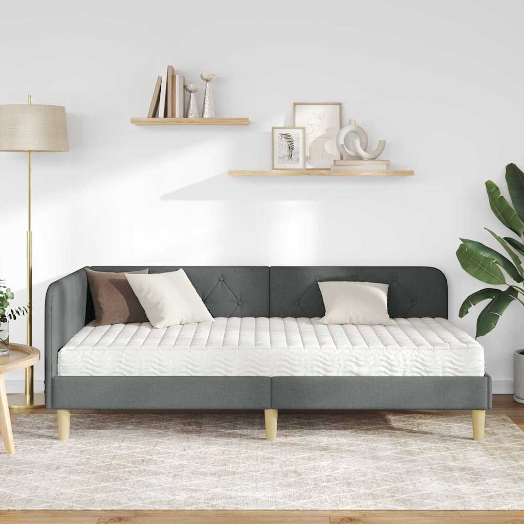 vidaXL Rama łóżka narożnego Ciemnoszary 100 x 200 cm tkanina
