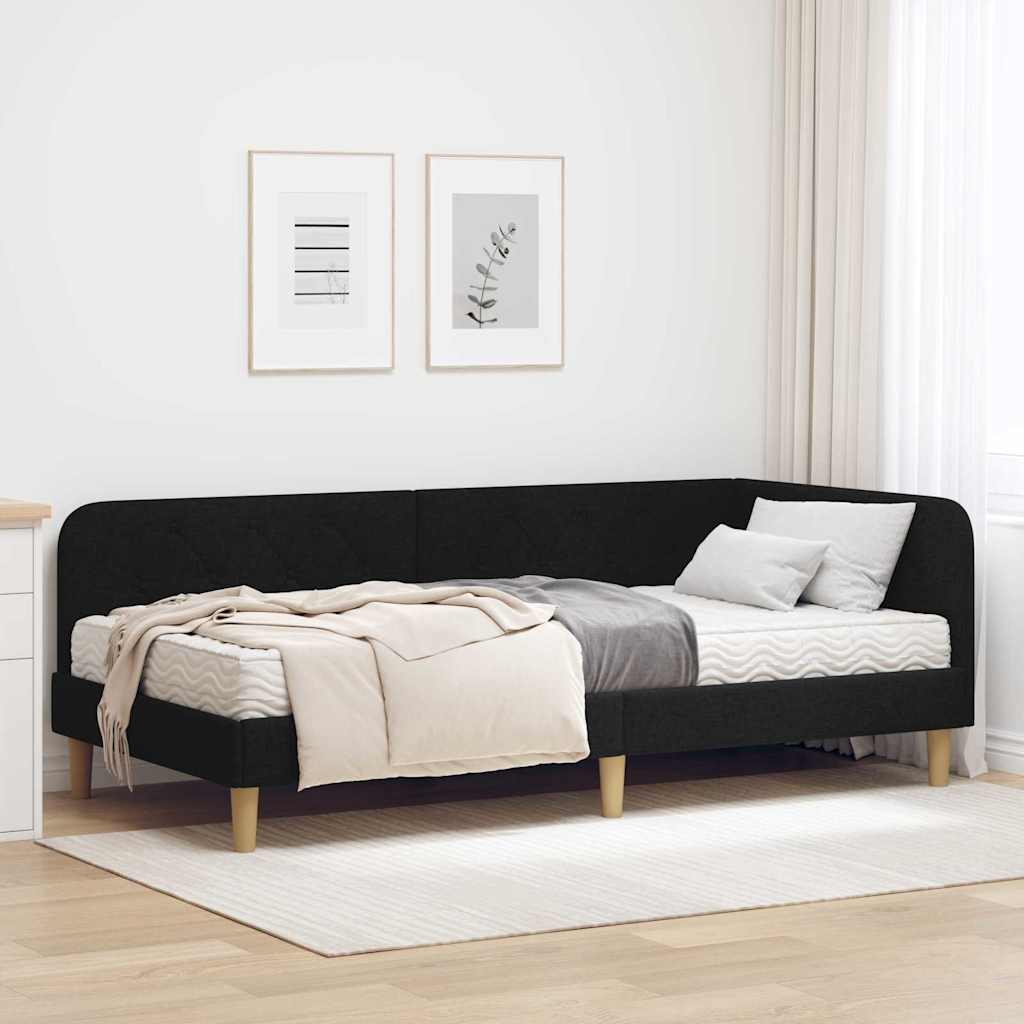 vidaXL Rama łóżka narożnego Czarny 100 x 200 cm tkanina