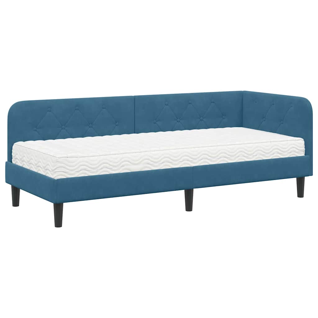 vidaXL Rama łóżka narożnego Niebieski 80 x 200 cm Aksamit