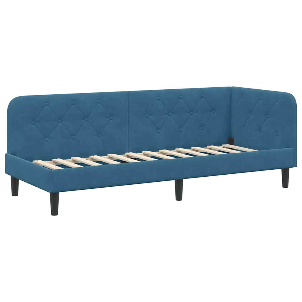 vidaXL Rama łóżka narożnego Niebieski 80 x 200 cm Aksamit
