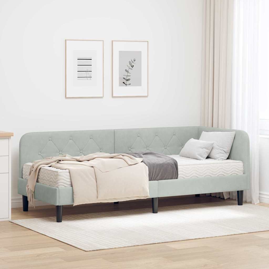 vidaXL Rama łóżka narożnego Jasnoszary 80 x 200 cm Aksamit