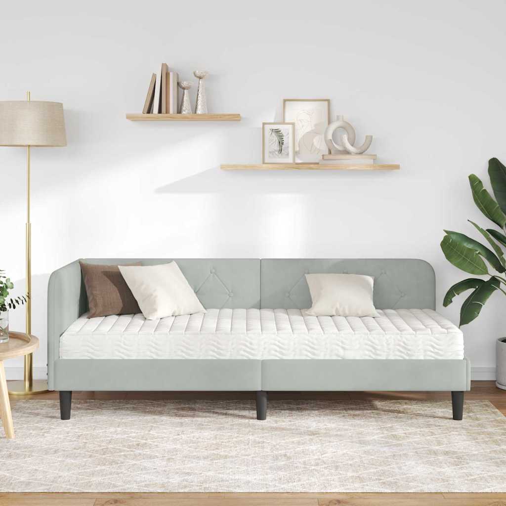 vidaXL Rama łóżka narożnego Jasnoszary 80 x 200 cm Aksamit