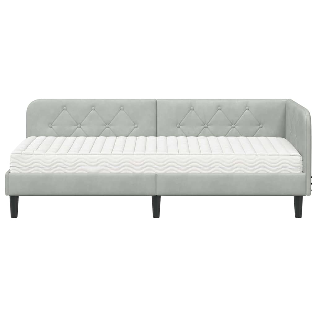 vidaXL Rama łóżka narożnego Jasnoszary 80 x 200 cm Aksamit