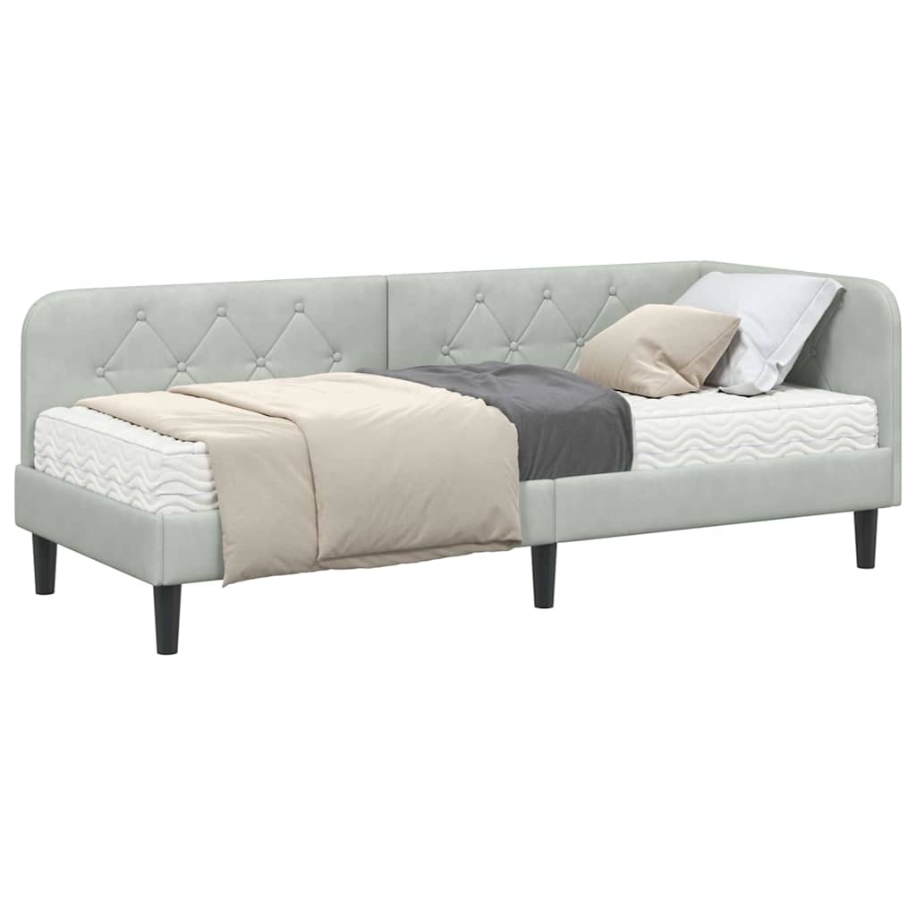 vidaXL Rama łóżka narożnego Jasnoszary 80 x 200 cm Aksamit