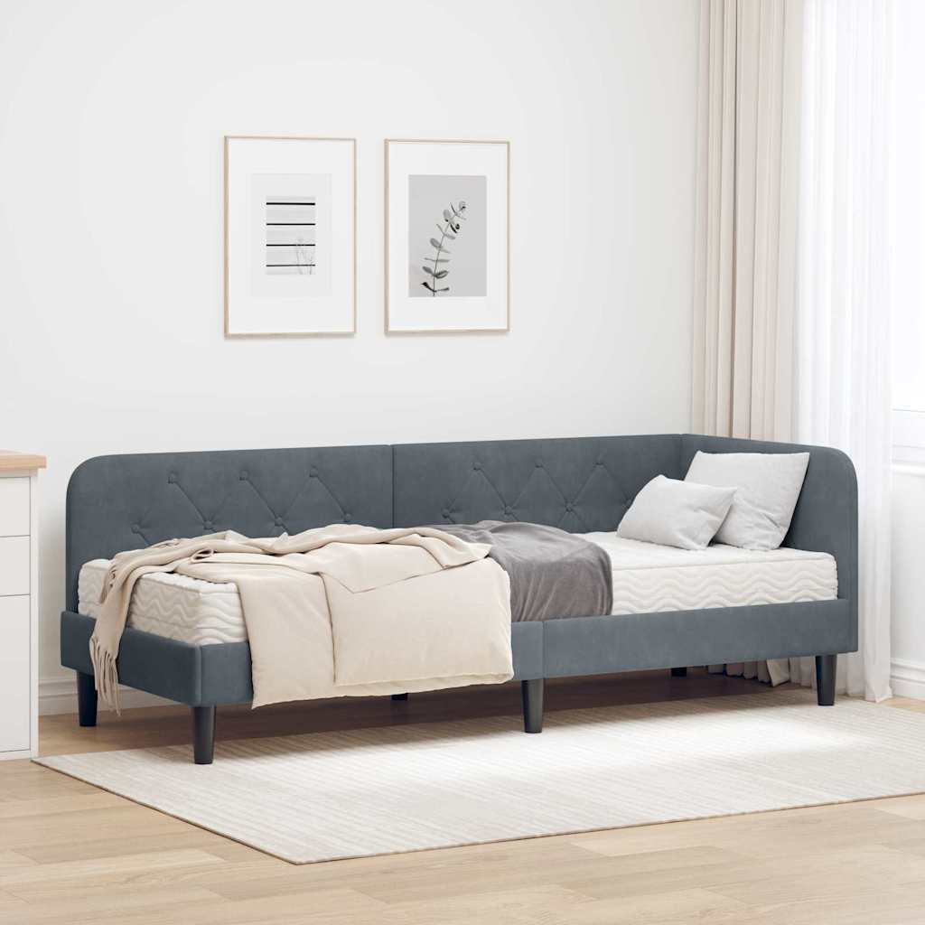 vidaXL Rama łóżka narożnego Ciemnoszary 80 x 200 cm Aksamit