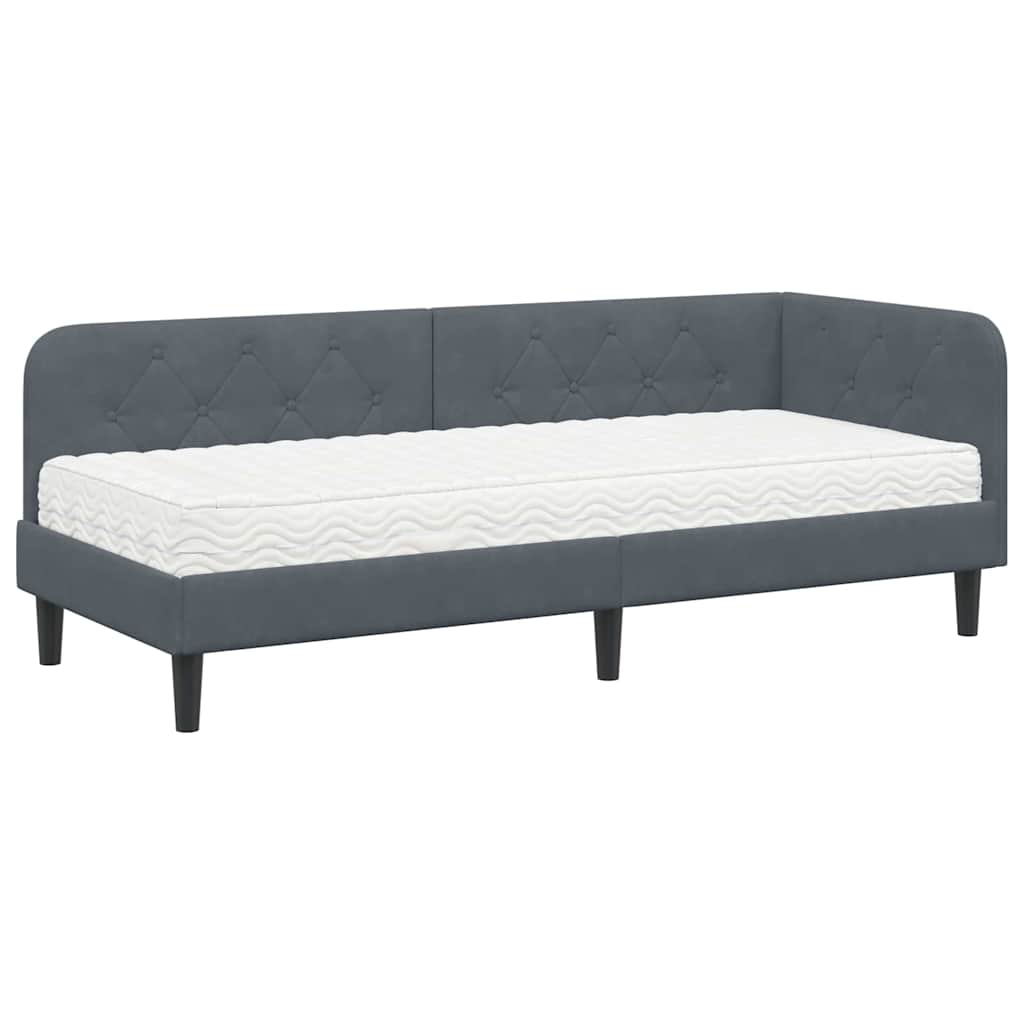 vidaXL Rama łóżka narożnego Ciemnoszary 80 x 200 cm Aksamit