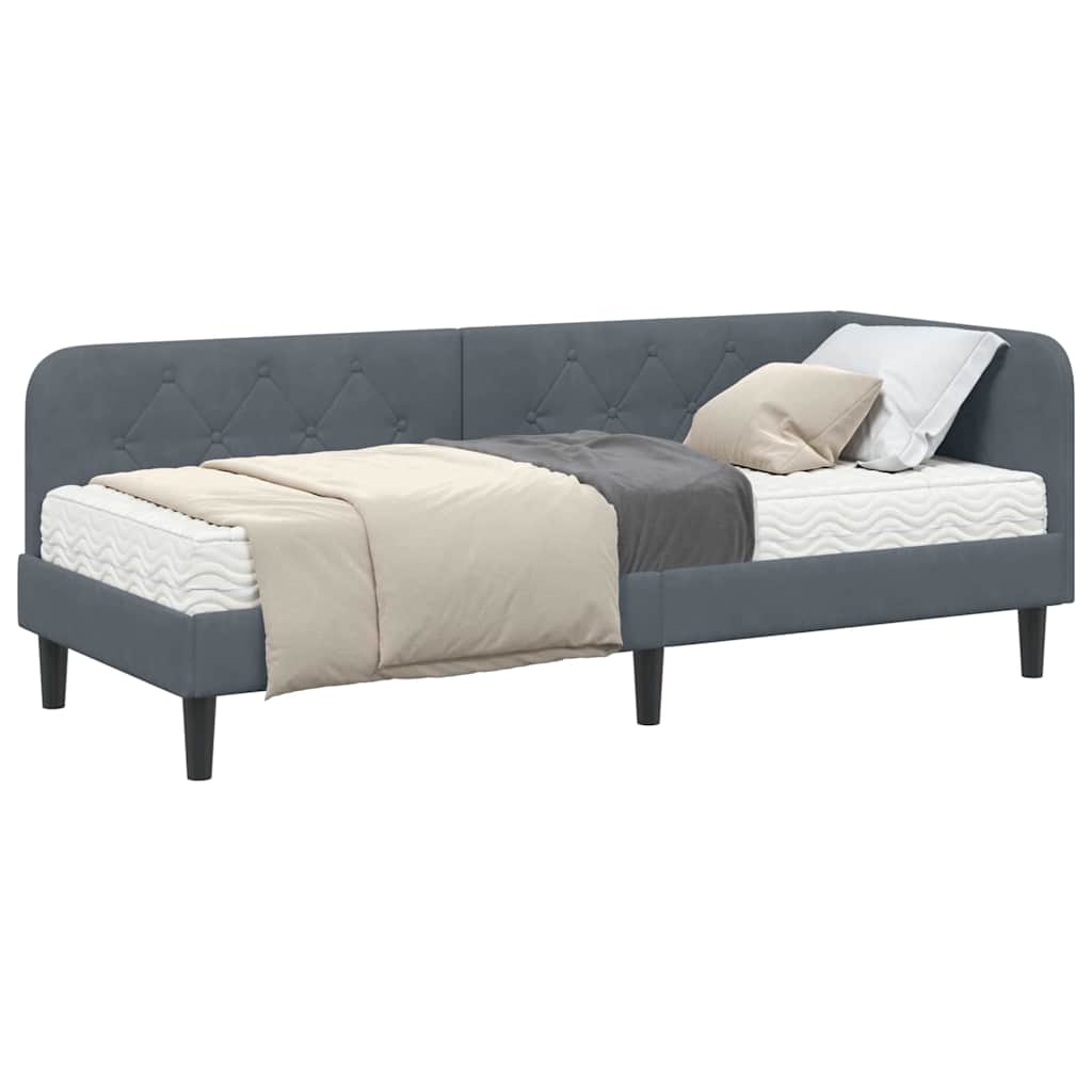 vidaXL Rama łóżka narożnego Ciemnoszary 80 x 200 cm Aksamit