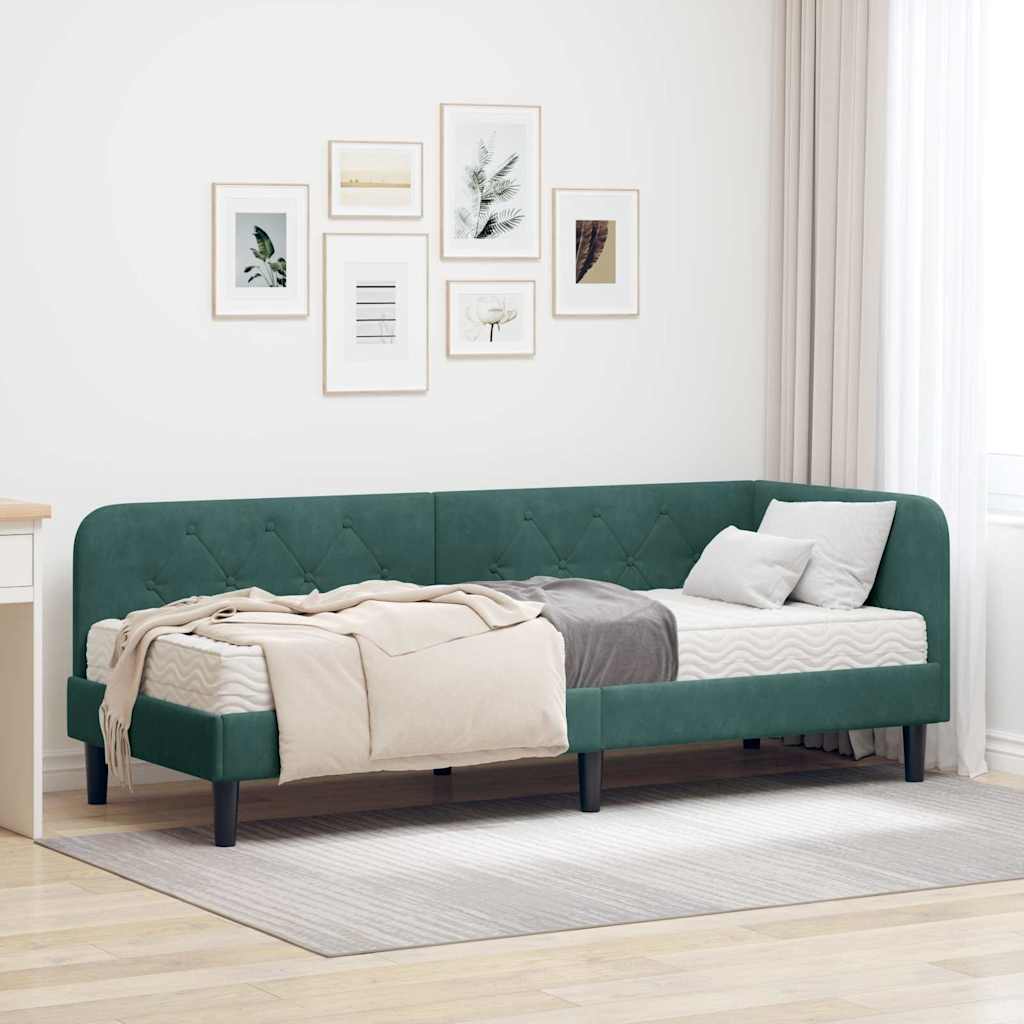 vidaXL Rama łóżka narożnego Ciemna zieleń 80 x 200 cm Aksamit