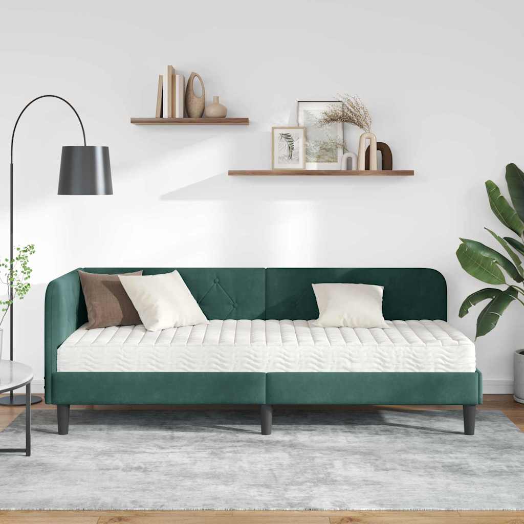 vidaXL Rama łóżka narożnego Ciemna zieleń 80 x 200 cm Aksamit