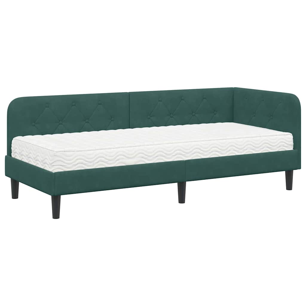 vidaXL Rama łóżka narożnego Ciemna zieleń 80 x 200 cm Aksamit