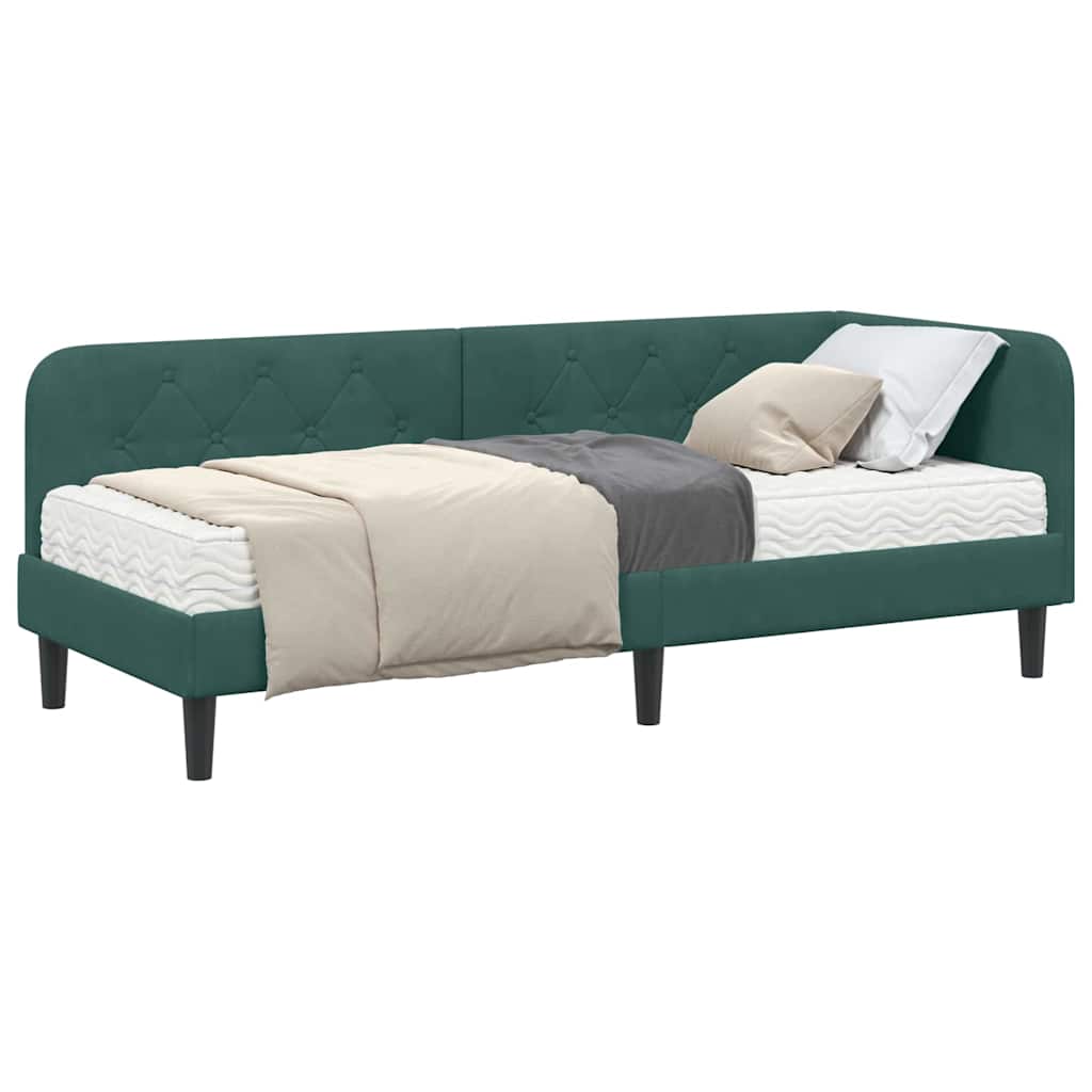 vidaXL Rama łóżka narożnego Ciemna zieleń 80 x 200 cm Aksamit