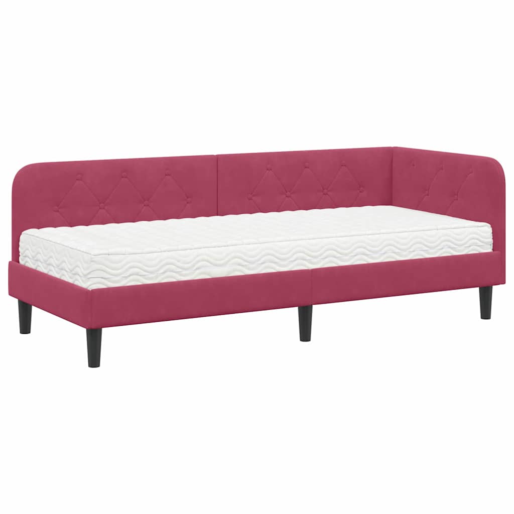 vidaXL Rama łóżka narożnego Czerwone wino 80 x 200 cm Aksamit