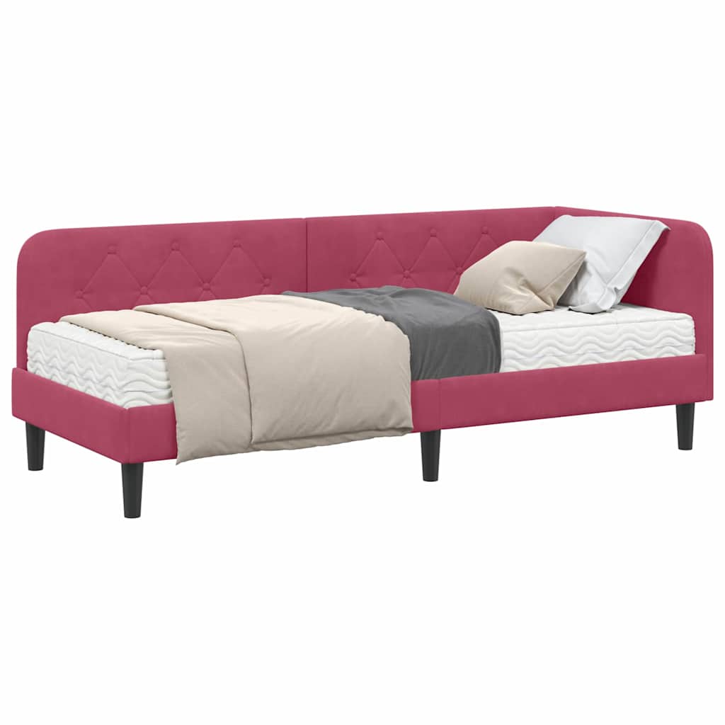 vidaXL Rama łóżka narożnego Czerwone wino 80 x 200 cm Aksamit
