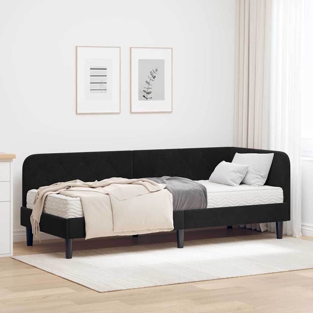 vidaXL Rama łóżka narożnego Czarny 80 x 200 cm Aksamit