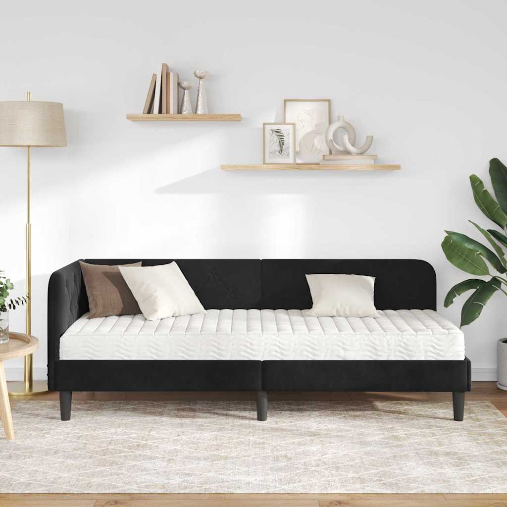 vidaXL Rama łóżka narożnego Czarny 80 x 200 cm Aksamit