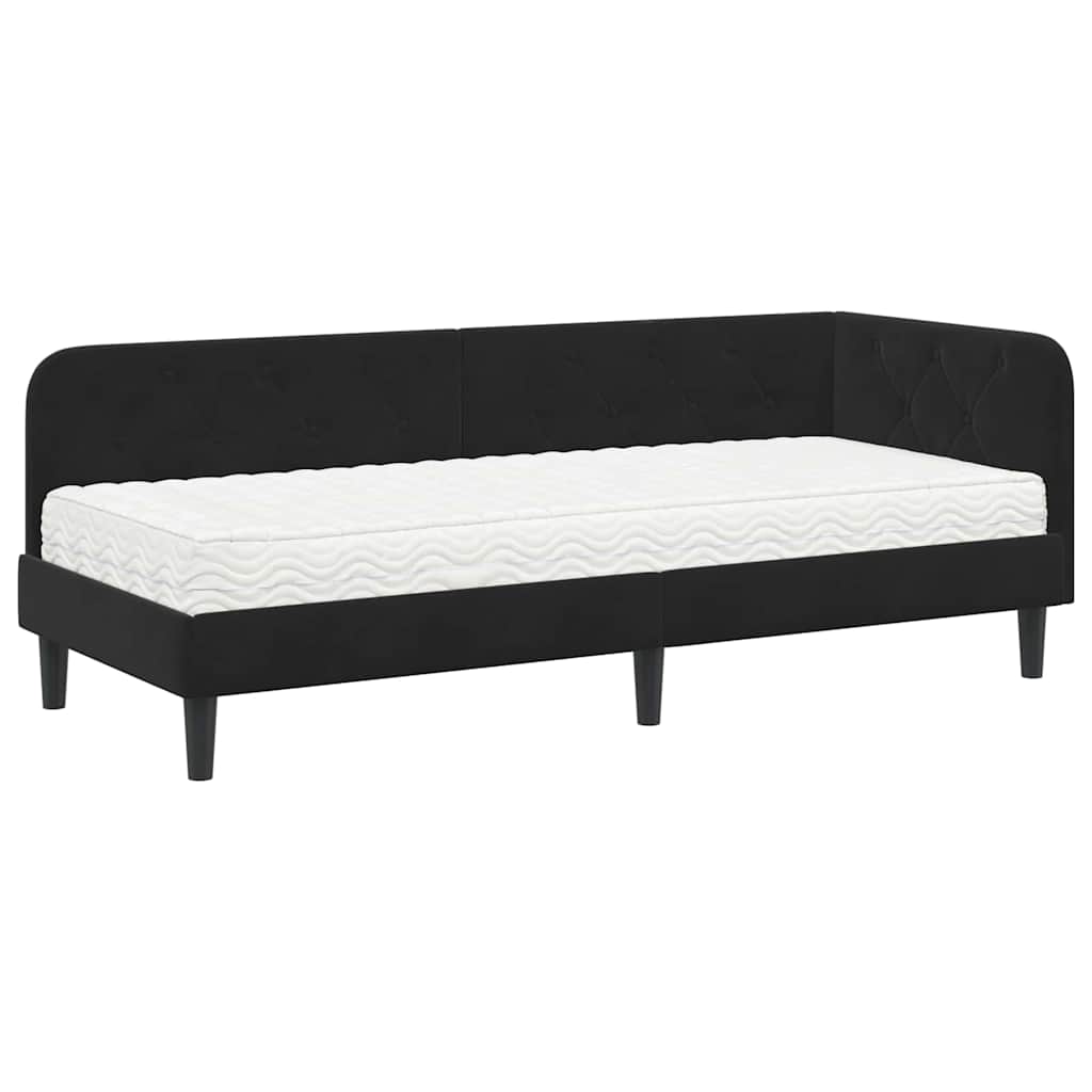 vidaXL Rama łóżka narożnego Czarny 80 x 200 cm Aksamit