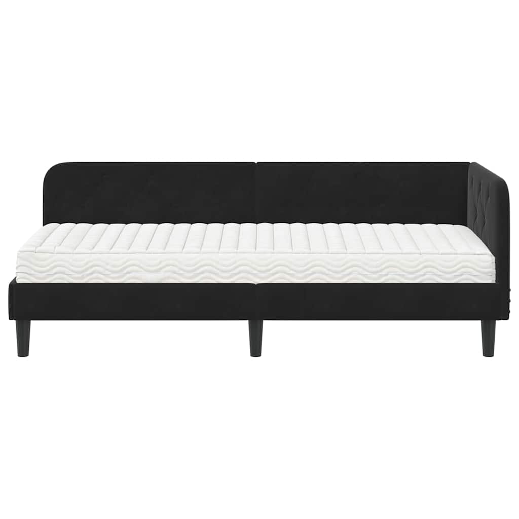 vidaXL Rama łóżka narożnego Czarny 80 x 200 cm Aksamit