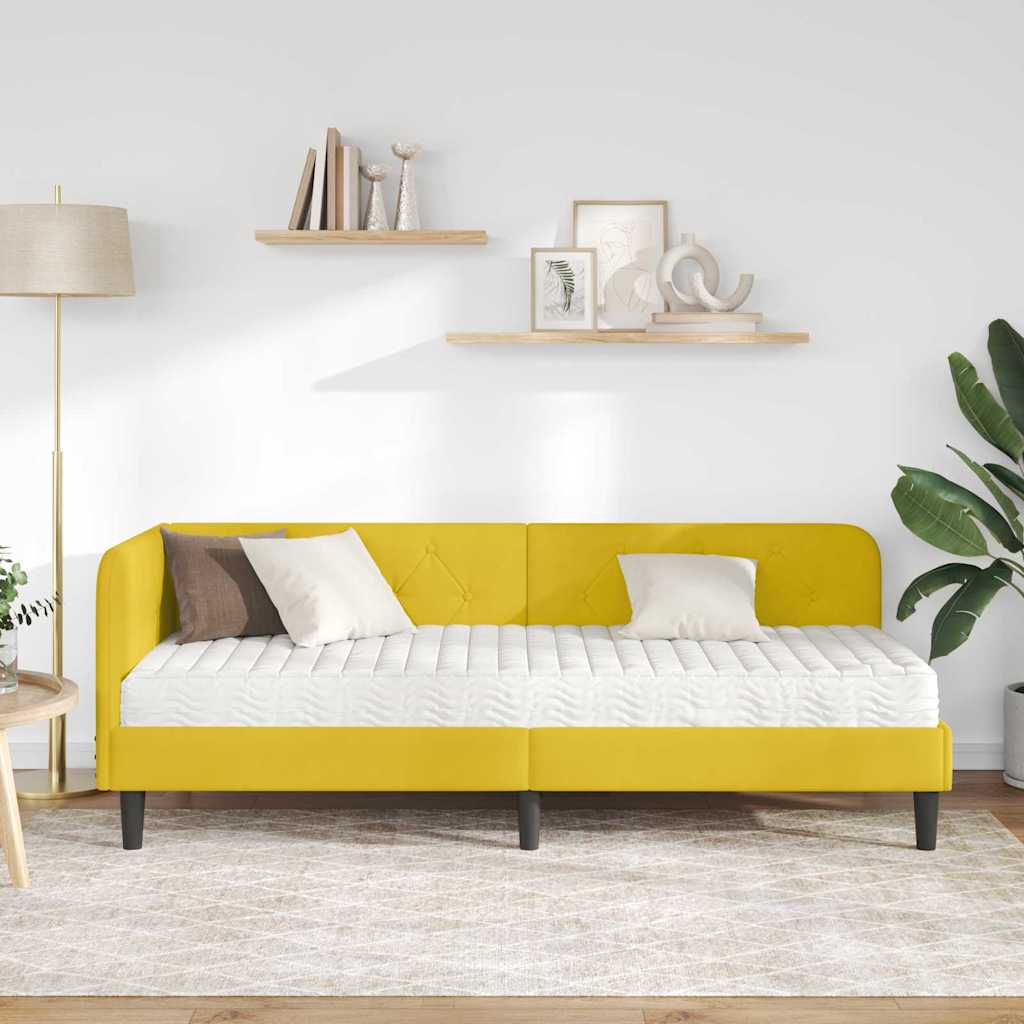 vidaXL Rama łóżka narożnego Żółty 80 x 200 cm Aksamit