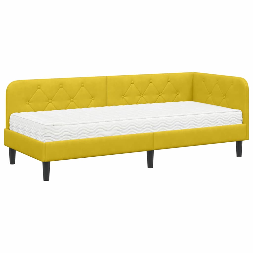 vidaXL Rama łóżka narożnego Żółty 80 x 200 cm Aksamit