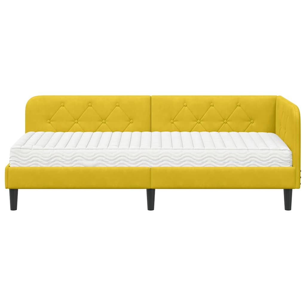 vidaXL Rama łóżka narożnego Żółty 80 x 200 cm Aksamit