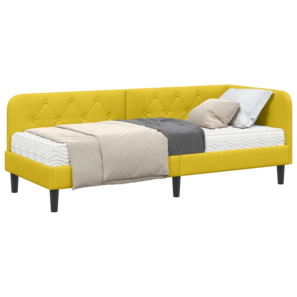 vidaXL Rama łóżka narożnego Żółty 80 x 200 cm Aksamit