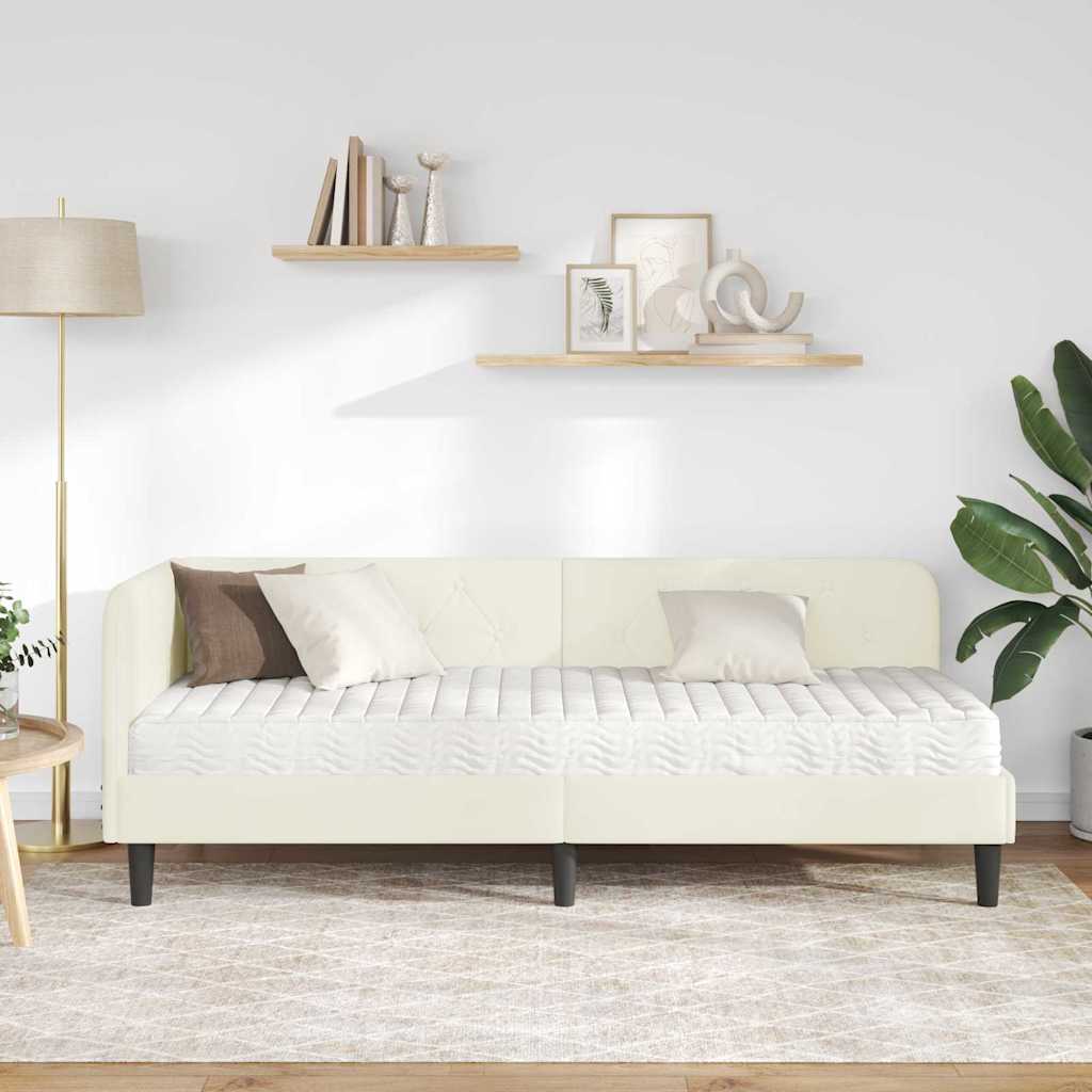 vidaXL Rama łóżka narożnego Kremowy 80 x 200 cm Aksamit