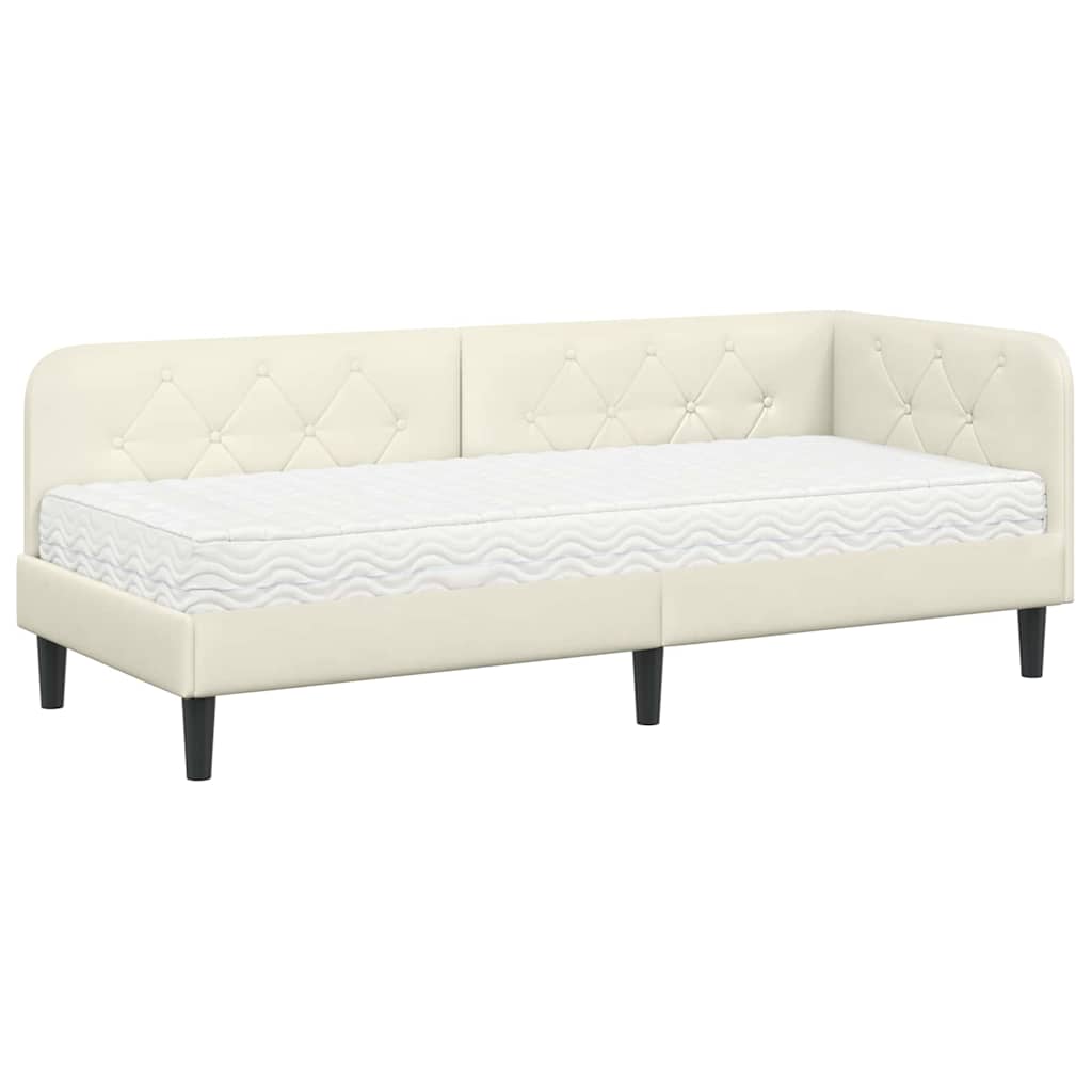vidaXL Rama łóżka narożnego Kremowy 80 x 200 cm Aksamit