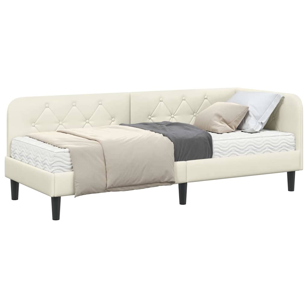 vidaXL Rama łóżka narożnego Kremowy 80 x 200 cm Aksamit