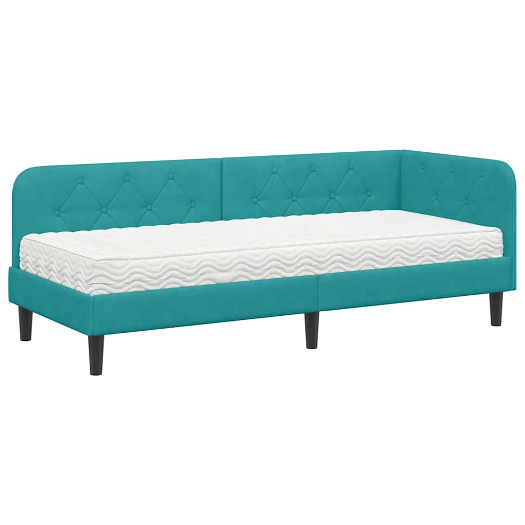 vidaXL Rama łóżka narożnego Turkusowy 80 x 200 cm Aksamit