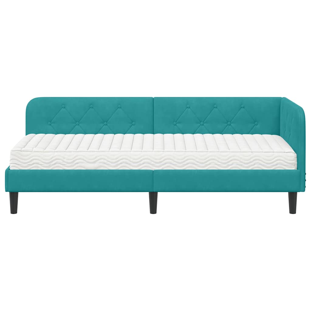 vidaXL Rama łóżka narożnego Turkusowy 80 x 200 cm Aksamit