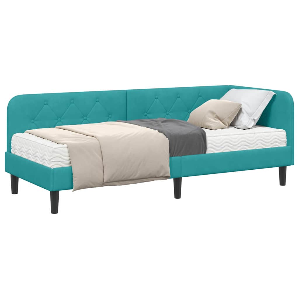vidaXL Rama łóżka narożnego Turkusowy 80 x 200 cm Aksamit