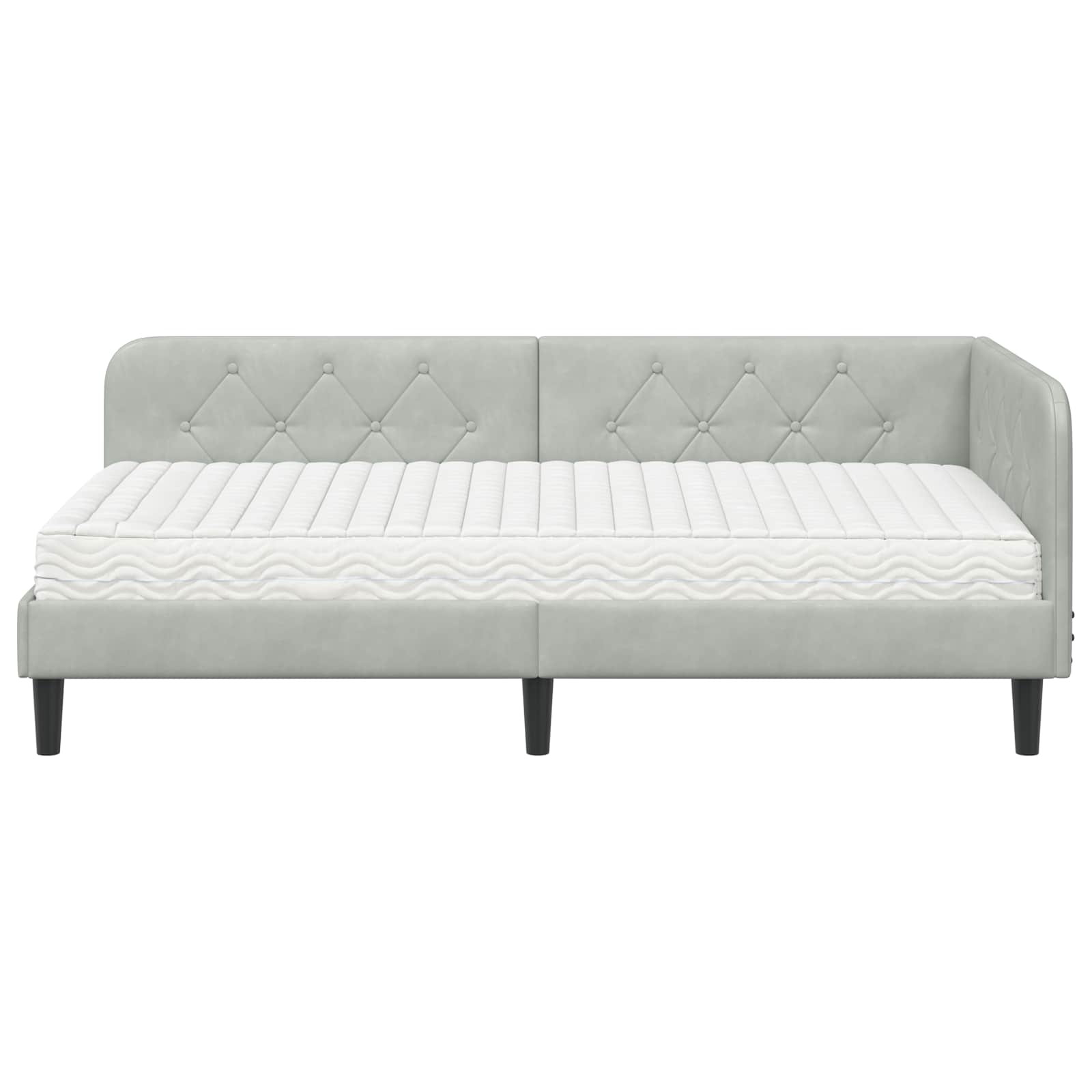 vidaXL Rama łóżka narożnego Jasnoszary 90 x 190 cm Aksamit