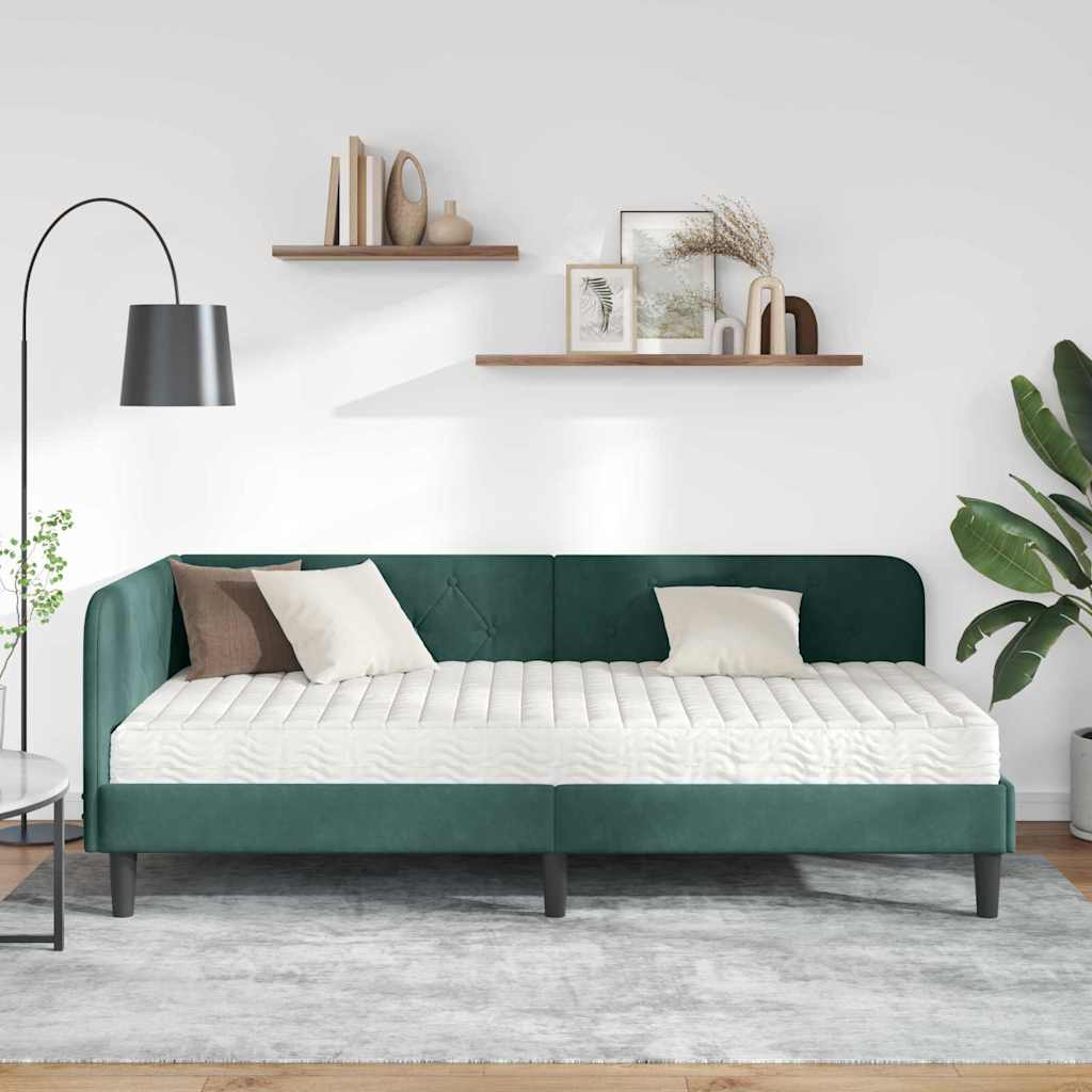 vidaXL Rama łóżka narożnego Ciemna zieleń 90 x 190 cm Aksamit