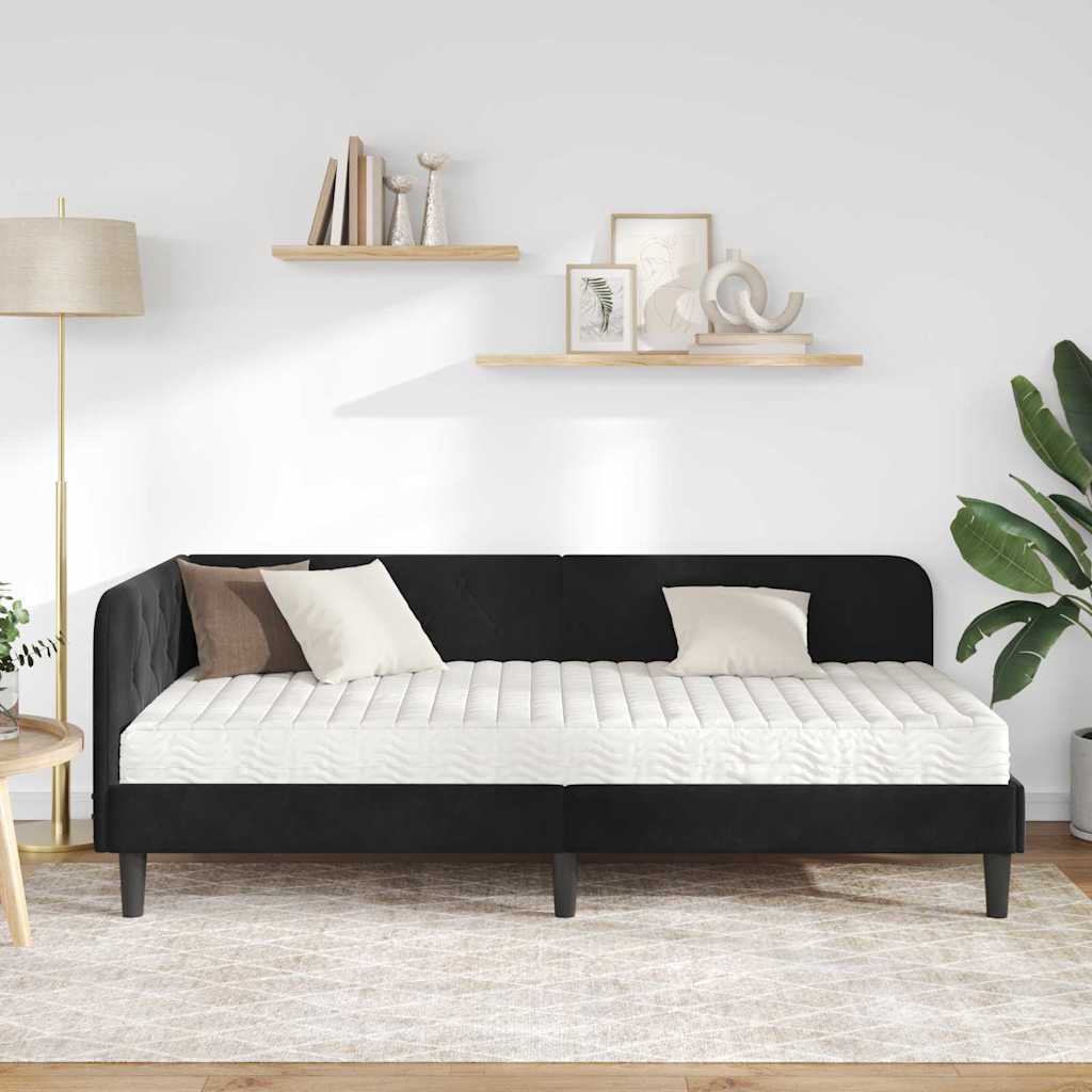 vidaXL Rama łóżka narożnego Czarny 90 x 190 cm Aksamit