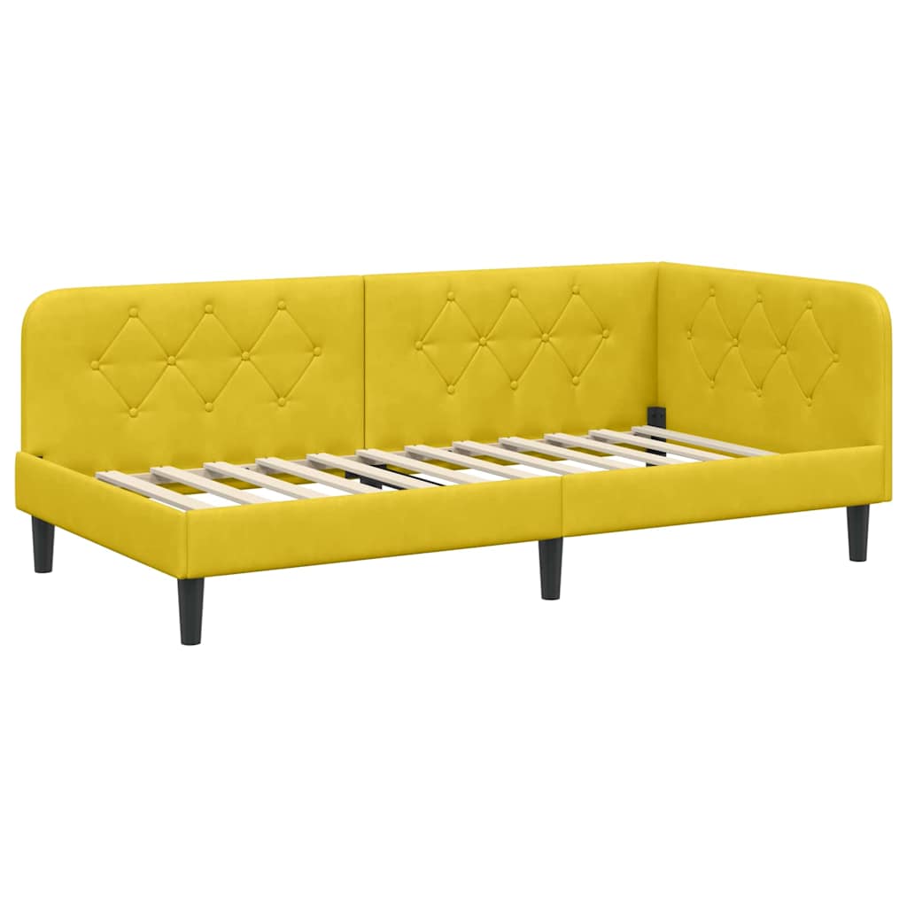 vidaXL Rama łóżka narożnego Żółty 90 x 190 cm Aksamit