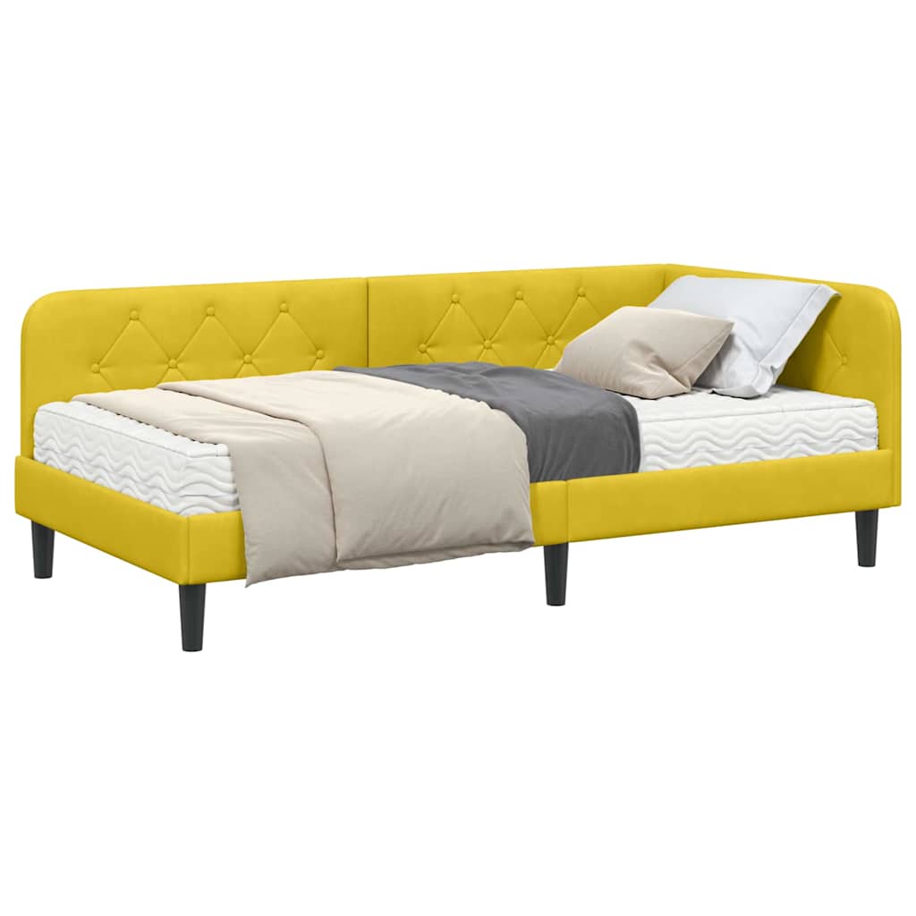 vidaXL Rama łóżka narożnego Żółty 90 x 190 cm Aksamit