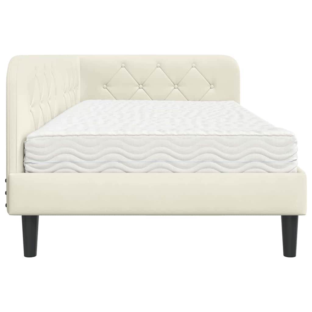 vidaXL Rama łóżka narożnego Kremowy 90 x 190 cm Aksamit