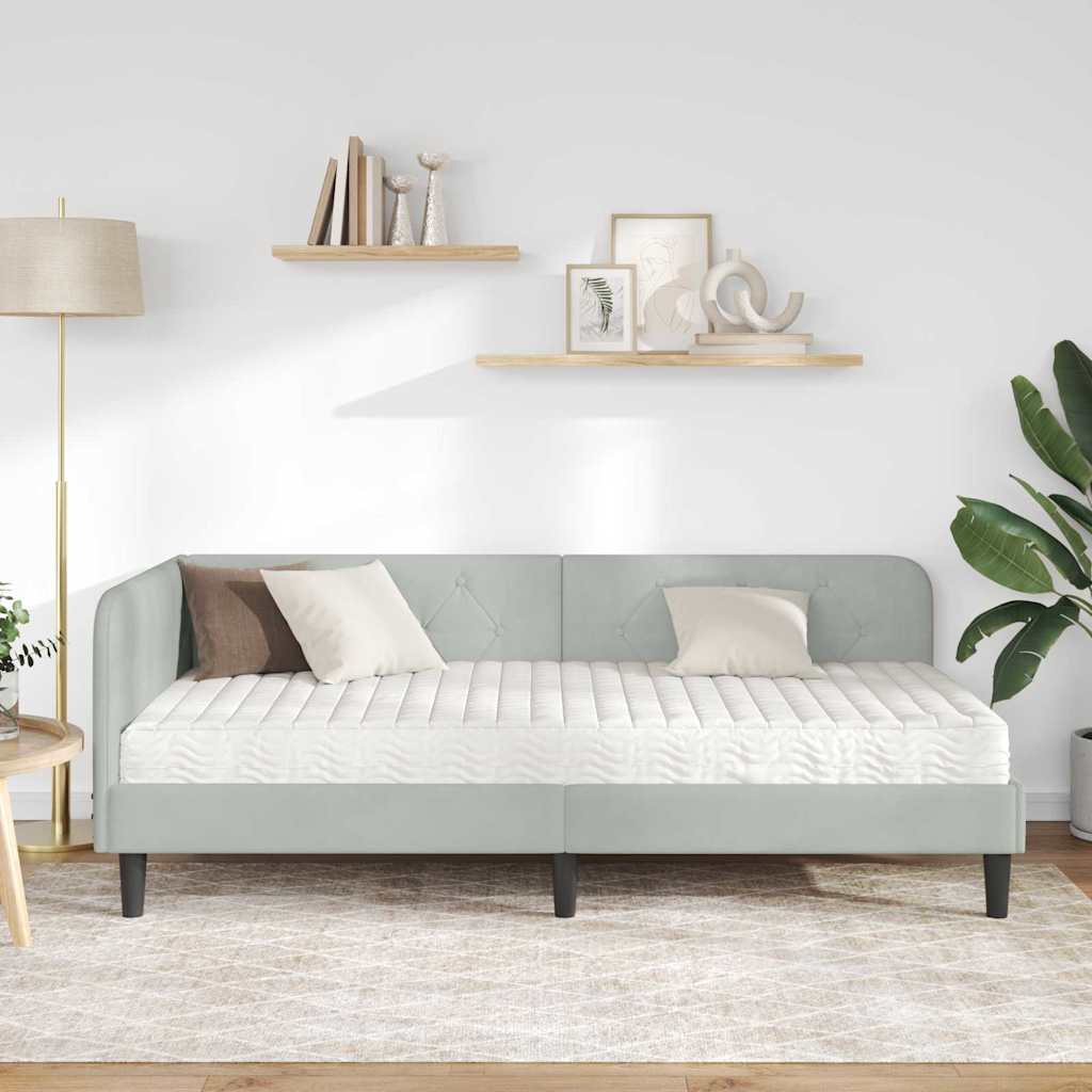 vidaXL Rama łóżka narożnego Jasnoszary 90 x 200 cm Aksamit