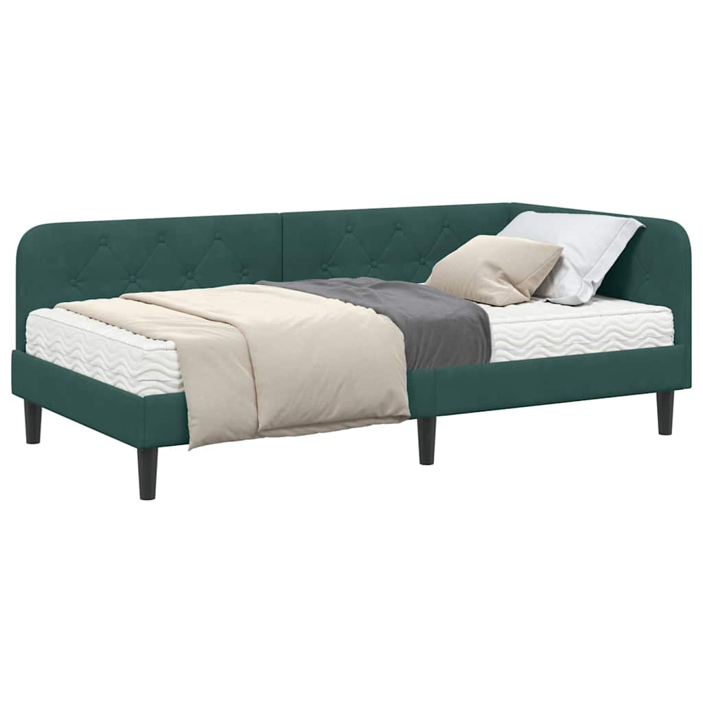 vidaXL Rama łóżka narożnego Ciemna zieleń 90 x 200 cm Aksamit