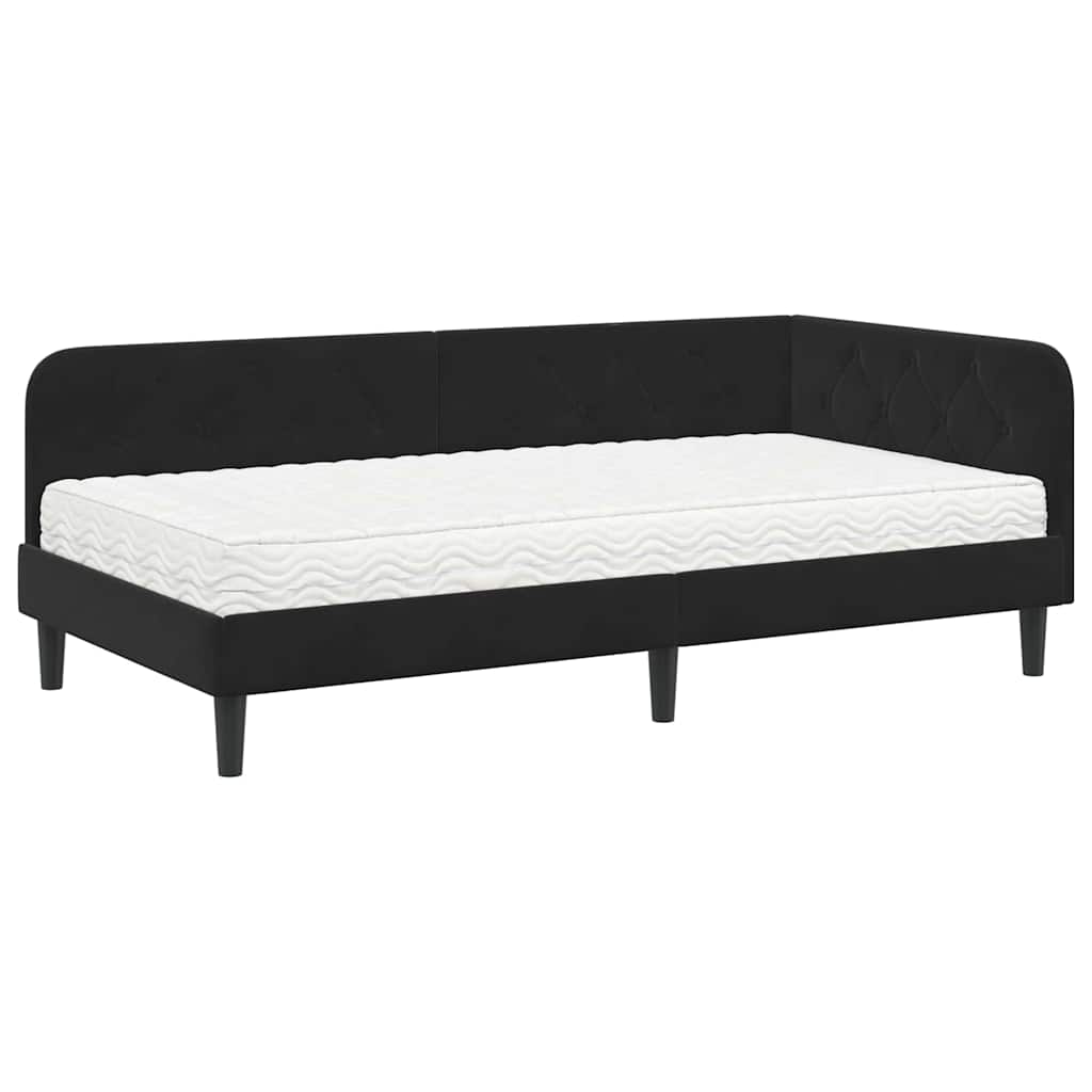 vidaXL Rama łóżka narożnego Czarny 90 x 200 cm Aksamit